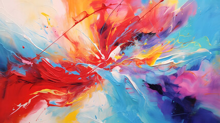 Rainbow colors cheerful tones artistic sense texture impasto brush strokes abstract decorative painting