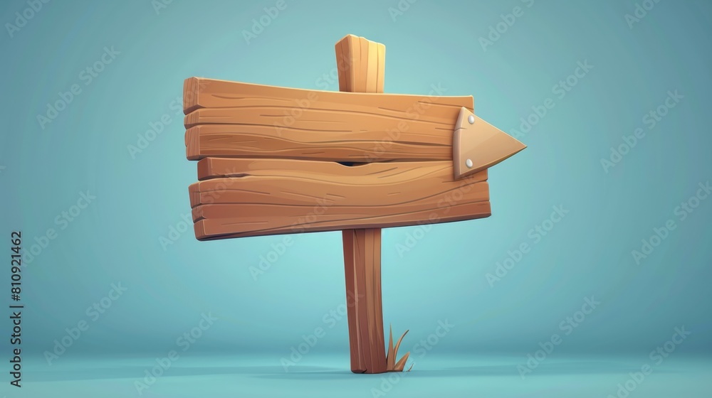 Aufkleber the game information or notice signboard has a wooden signboard pointer with white pole isolated on 
