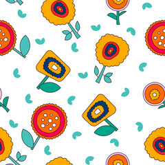 Decorative flowers. Seamless pattern. Nature floral plant. Vector drawing. Design ornaments.