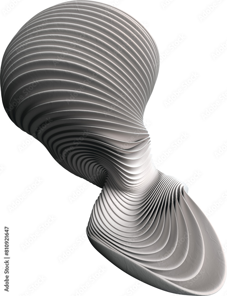 Poster layered 3d white curvy flowing abstract shape isolated on a transparent background