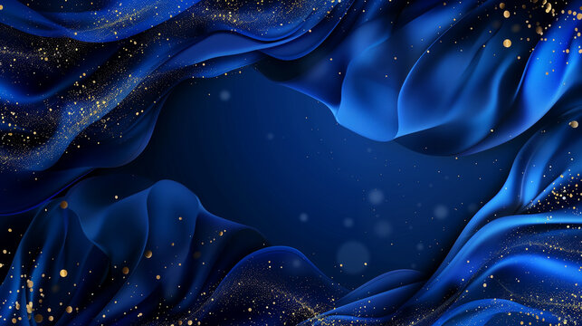 a luxurious and glamourous blue background with golden dust