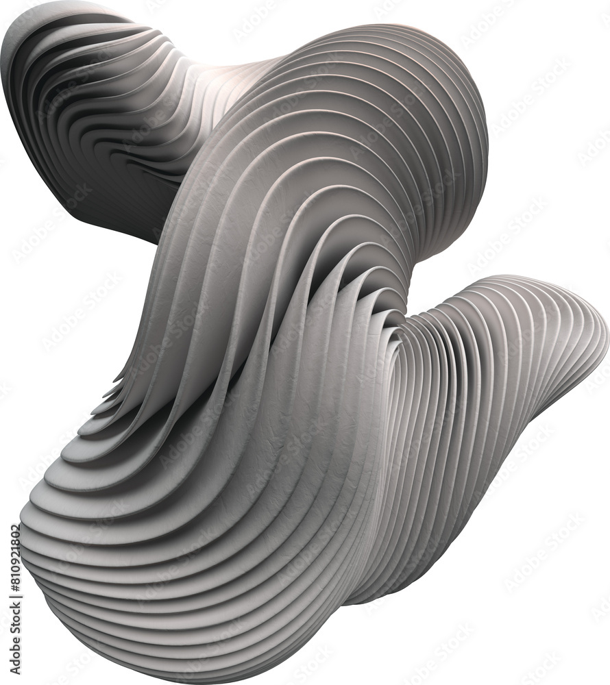 Poster layered 3d white curvy flowing abstract shape isolated on a transparent background