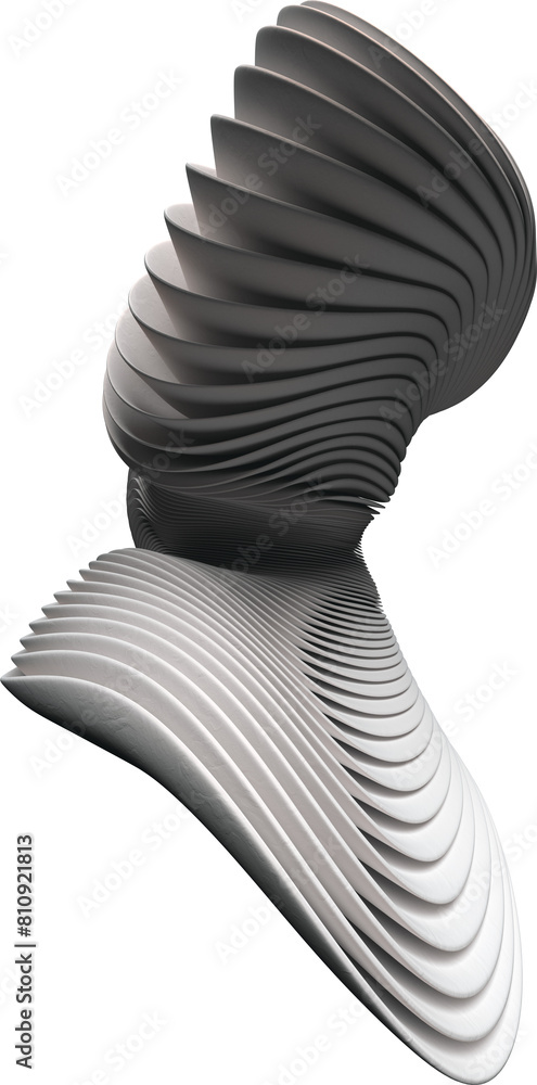 Poster layered 3d white curvy flowing abstract shape isolated on a transparent background
