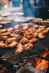 Grilled shrimps. AI generated