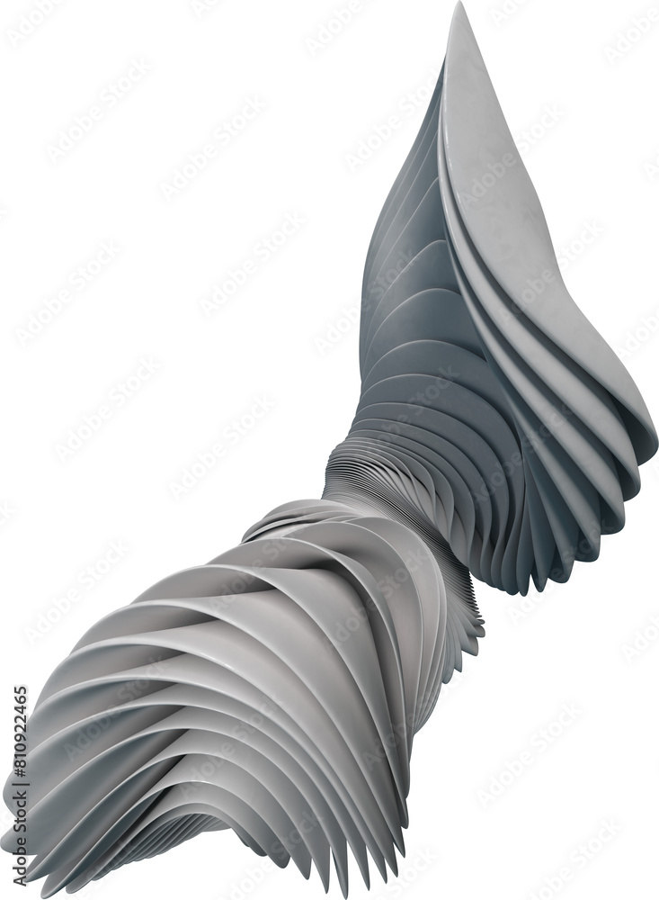 Poster layered 3d white curvy flowing abstract shape isolated on a transparent background