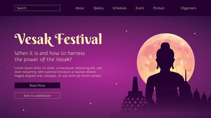 Gradient vesak landing page template design