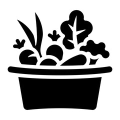 vegetables in basket glyph icon