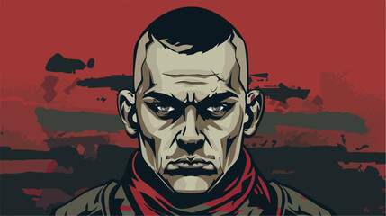 head of man soldier of war avatar character Vector illustration