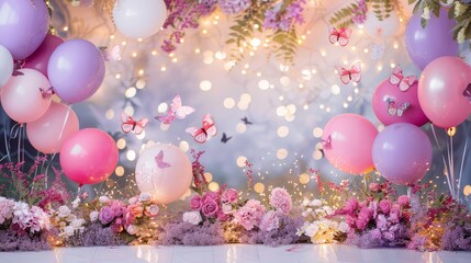 Balloons and Blooms Birthday Scene