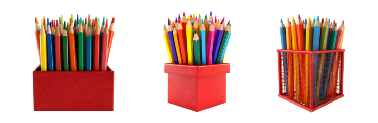 Set of colorful pencils for kids Isolated on transparent background
