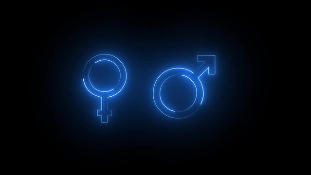 3d render, neon gender animation. linked gender symbols, adult sex icon animation, fluorescent element
