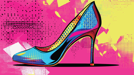 high heel shoe pop art icon Vector illustration. Vector