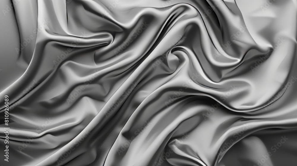 Poster silk fabric background with ripple effect. realistic modern illustration of waves and folds of gray 