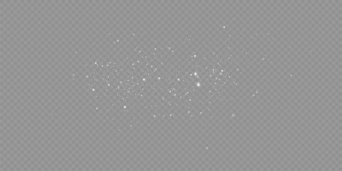 Shining stars.White shiny particles on a transparent background.Sparkling star dust.For packaging of children's toys, gifts, cards, banners.Vector.	