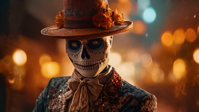 Beautiful dancing mexican for the Day of the Dead , Perfect beautiful dia de muertos background