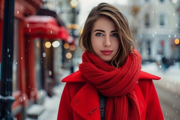 Fototapeta premium Close-up portrait of a beautiful young bald African American woman with tattoo, shaved head on a big city street. Beautiful simple AI generated image in 4K, unique.