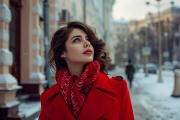 Fototapeta premium City rush - 60 year old woman with gray hair, positive thinking, supportive environment. Beautiful simple AI generated image in 4K, unique.