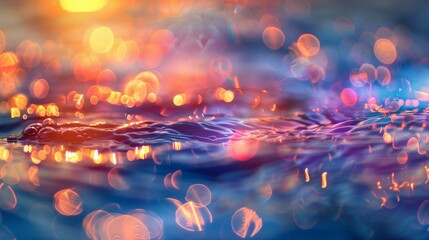 Abstract blur light on sea and ocean, clear water close up colorful background. - Powered by Adobe
