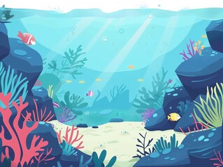 Perspective underwater scene flat design top view ocean exploration theme animation Complementary Color Scheme