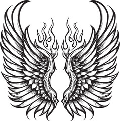  Wings black and white vector