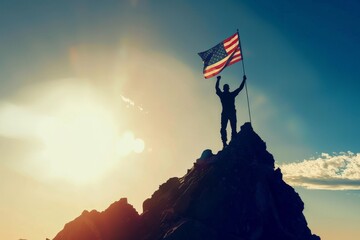 Patriotic Tribute at Dusk - Honoring Heroes. Concept Patriotic Photoshoot,Dusk Lighting,Heroic Poses,Tribute to Patriots. Beautiful simple AI generated image in 4K, unique.