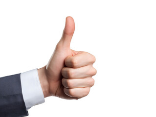 Male hand with thumbs up isolated on transparent background