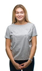 Fototapeta premium Young caucasian woman over isolated background with a happy and cool smile on face. Lucky person.