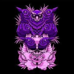 owl and ravens