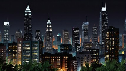 Fototapeta premium city building night scene ai gen