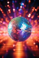 Shining Disco Ball in a Blurry Light - Colored Background