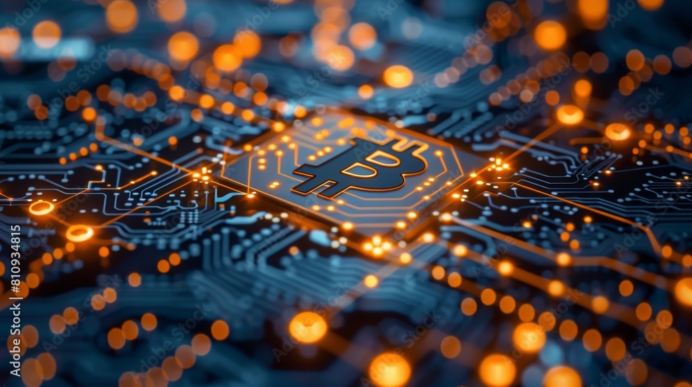 Aufkleber a computer chip with a b on it