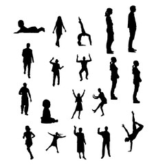 set of silhouettes of people