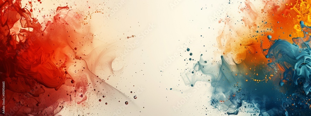 Poster abstract shapes or blobs at the corners of the page with a blank space in the center for symbol or t