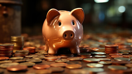 piggy bank with coins  HD 8K wallpaper Stock Photographic Image