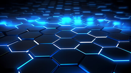 Obraz premium Blue glowing hexagon background