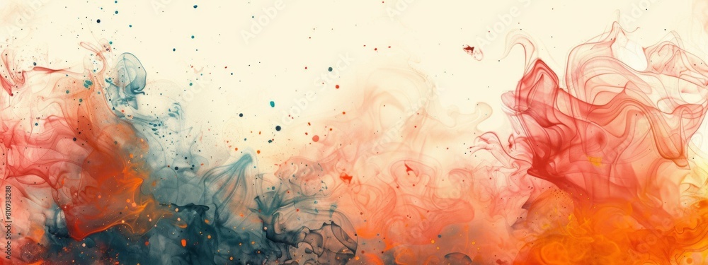 Poster abstract shapes or blobs at the corners of the page with a blank space in the center for symbol or t