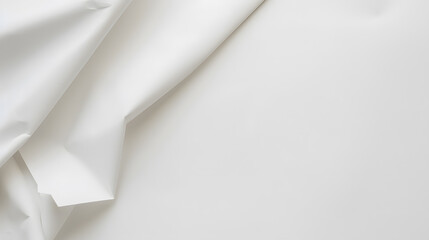 White wavy paper folds top view background with copy space