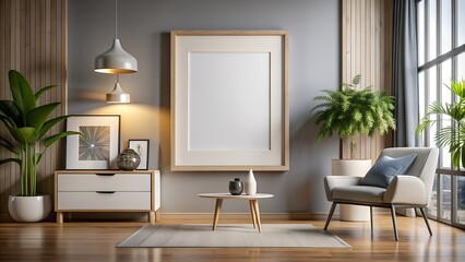 Frame Mockup on Home Office Wall - Modern Interior Design with ISO A Paper Size Poster Mockup