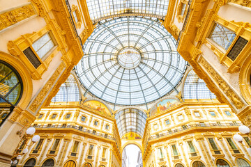 An exquisite capture of the Galleria Vittorio Emanuele II in Milan, Italy. The image showcases the...