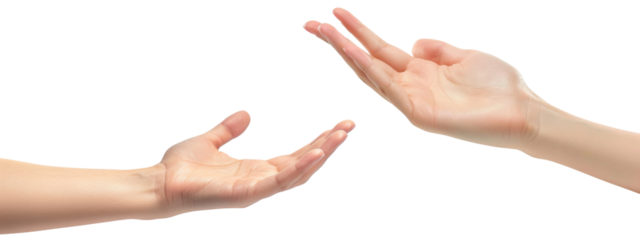 Female hands palm facing up isolated on white backgroun