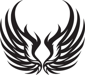 Naklejka premium Wings black and white vector
