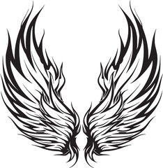 Wings black and white vector