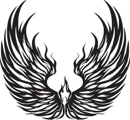 Naklejka premium Wings black and white vector
