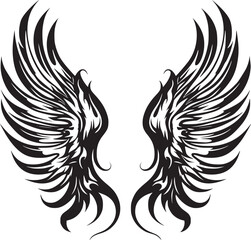 Wings black and white vector