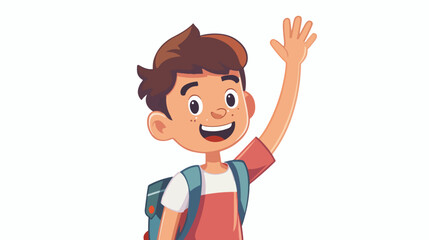 Kid Boy student Raising Hand cartoon Vector illustration