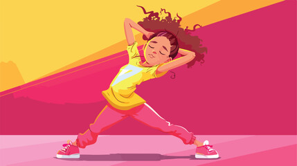 Kid girl doing dabbing movement Vector illustration.