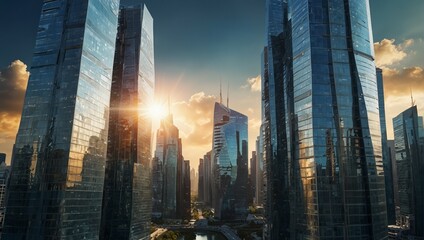 Picture of modern skyscrapers of a smart city futuristc