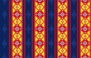 pattern in ethnic concept. There are geometric shapes in this ethnic pattern makes it looks Indian style This ethnic design is suitable for textile industry, fashion industry and also home decorating