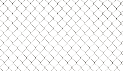 Steel chainlink mesh fence isolated on transparent background, png file