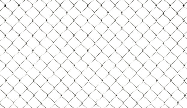 Steel chainlink mesh fence isolated on transparent background, png file